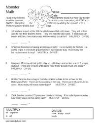 The divisors are in the range 2 to 9. Monster Math Free Printable World Problems For Halloween Word Problem Worksheets Math Word Problems Word Problems