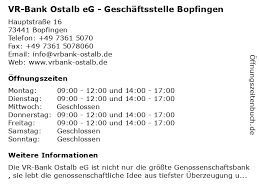 Wir sind auch in bopfingen persönlich für sie da. á… Offnungszeiten Vr Bank Ostalb Eg Geschaftsstelle Bopfingen Hauptstrasse 16 In Bopfingen