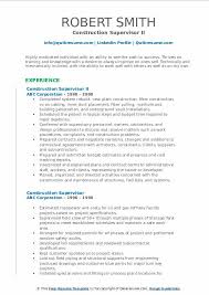 construction supervisor resume samples