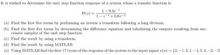 Solved It Is Wished To Determine The Unit Step Function Chegg Com