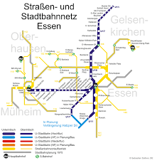 Stadtbahn Mapa Del Metro De Essen Alemania Red De Metro Tren Ligero Essen