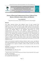If the price of a fiat currency falls, then the price of bitcoin would go up with respect to that currency. Pdf Factors Influencing Cryptocurrency Prices Evidence From Bitcoin Ethereum Dash Litcoin And Monero