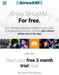 With the siriusxm free trial offer, you can try out the service for three months without spending a dime. Sirius Xm Promo Trial 3 Month Offer No Credit Card Required