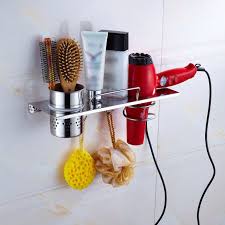 Saideng Wall Mounted Hair Dryer Rack Set 35cm Length Stainless Steel Comb Bath Ball Hair Dryer Rack Wall Holder S Wall Mounted Hair Dryer Steel Racks Bath Ball