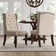 3 swatches for zarah petite wingback upholstered dining chairs set of 2. Birch Lane Heritage Calila Tufted Upholstered Wingback Side Chair In Beige Reviews Birch Lane Upholstered Dining Chairs Dining Chairs Side Chairs