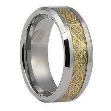 Unique Tungsten And Gold Mens Ring