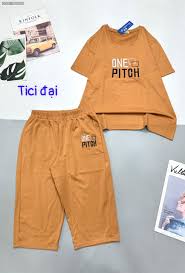 Đồ bộ quần lửng áo thun tay ngắn in chữ one pitch - Bỏ Sỉ Quần Áo
