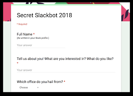 Secret santa questionnaire will help you get the answers you need. Run Your Holiday Gift Exchange Right Inside Slack Slack