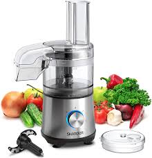With the externally adjustable stainless steel slicing disc, you can easily adjust from thin to thick slicing by simply sliding the lever on the base. Shardor 3 5 Cup Food Processor Vegetable Chopper For Chopping Pureeing Mixing Shredding And Slicing 350 Watts With 2 Speeds Plus Pulse Silver Walmart Com Walmart Com