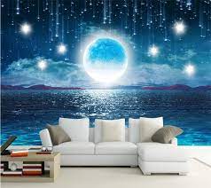 These photos are a great inspiration for the people who truly love the winter season and want to stay inspired by setting it as a wallpaper. Beibehang Custom Wallpaper 3d Water Rise Bright Moon Beautiful Night Starry Sky Full Moon Landscape Living Room Background Wall Wallpapers Aliexpress