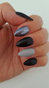 Black And Grey Nails Stiletto Nails Black Grey Glitter Black Nails Black Stiletto Nails Trendy Nails