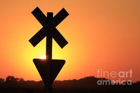 Colorful Kansas Sunset With Railroad Crossing Sign Silhouette By Robert D Brozek Railroad Crossing Signs Silhouette Artist Crossing Sign