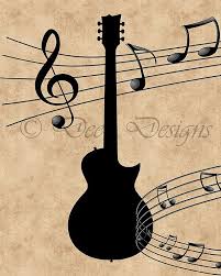 Guitar With Music Notes Printable Art Instant By Deesdesigns25 Music Notes Drawing Digital Art Prints Printable Art