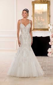 Wedding dress women's bridal gown with cathedral train lace up back mermaid wear. Trumpet Wedding Dress With Decadent Beading Stella York Wedding Gowns