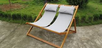 Wood Sling Beach Double Chair Beach Lounge Chair Deck Chairs Chair