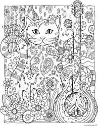 Free printable cat coloring pages scroll down the page to see all of our printable cat pictures. Kitten Adult Cat Guitar Coloring Pages Printable