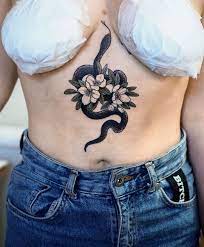 Sternum Snake Yeeeeouch Well Done Gabi Tattoos Snake Sternum Tattoo Women Flower Tattoo