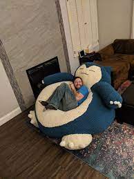 Giant Hand Crocheted Snorlax Bean Bag Is The Perfect Pokemon For Snuggling Snorlax Bean Bag Giant Snorlax Snorlax