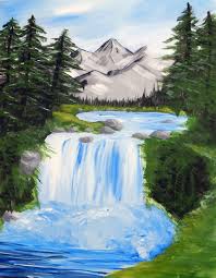 Gently stroke the fan brush downwards to create the waterfall effect. Waterfall Painting For Beginners Painting Inspired