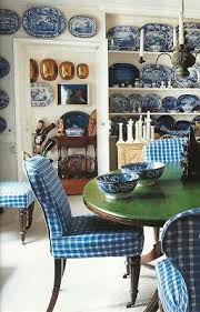 This Is A Beautiful Room Except For The Green Table Top Crazy Love The Built In Shelves And The Upholstered Chairs And Blue Decor Blue White Decor Blue Rooms