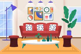 Cartoon background of living room. Free Vector Cartoon Living Room Interior Background Template Cozy House Apartment Concept