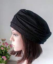 French Beret Black Turban Hat Winter Hat Chemo Cap Chemo Etsy Turban Hat Black Turban Winter Hats
