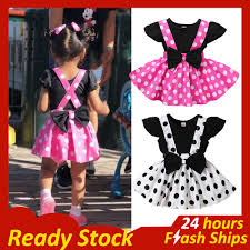 Baby Girl Dress Minnie Mouse Dress For Baby Girl Clothes 2pcs Set Toddler Baby Shirt Top And Polka Dot Suspender Skirt Pink White Shopee Philippines