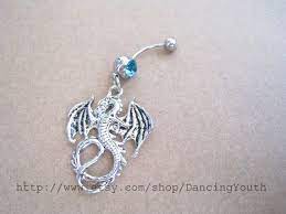 Dragon Charm Belly Button Ring Crystal Belly Ring Belly Piercing Jewelry Belly Button Jewelry Cute Belly Rings