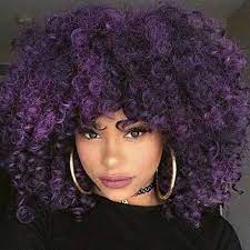 Short Afro Curly Hair Weave Styles In 2021 Purple Hair Curly Hair Weave Styles Afro Hairstyles
