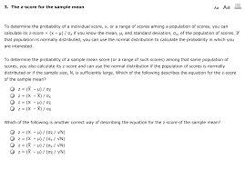 Solved 3 The Z Score For The Sample Mean Aa Aa E To Chegg Com