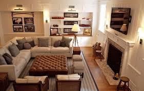 Living Room Designs The Overwhelming White L Shaped Sofa Design With Brown Table Living Room Layout Enclosed Living Room L Home Family Room Livingroom Layout