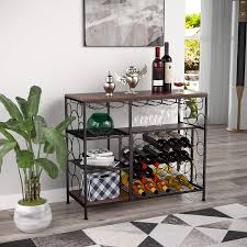 By having wine glass storage by us, you will be able to have shelf space for other important utensils and more! Mecor Industrial Metal Wine Rack Table With Glass Holder And Wine Storage Console Table With Wine Rack Wine Bar Cabinet For Kitchen Dining Room Brown Walmart Com Walmart Com