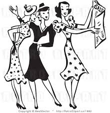 Black And White Fashion Woman Clipart Retro Clipart Of Young Fashionable Ladies Looking Through Fashion Sale Newspaper Clip Art Clip Art Pictures Free Clip Art