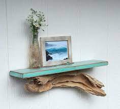 Driftwood Shelf Distressed Teal Shelf With Driftwood Base Driftwood Art Diy Driftwood Furniture Driftwood Decor