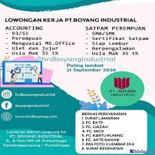 Informasi selanjutnya tentang seleksi masuk unhan tahun akademik 2018/2019 dapat diperoleh di sekretariat pendaftaran unhan komplek indonesia peace and security center (ipsc. Lowongan Kerja Pt Boyang Industrial September 2020