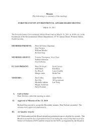 Minutes (The following is a summary of the meeting) FORSYTH COUNTY  ENVIRONMENTAL AFFAIRS BOARD MEETING March 15, 2011 The Forsyt