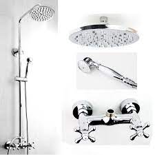 Two Handles Wall Mounted Rain Shower Faucet Mixer Valve Set Yl04 Bingo E Commerce Tub And Shower Faucets Shower Faucet Sets Bathroom Shower Faucets