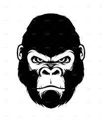 Gorilla Head Silhouette Style Monkey Art Gorillas Art Gorilla Illustration