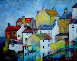 1271 Staithes Cottages Art Painting Painting Building Painting