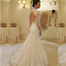 2017 New Gown India S Arabic Unbacked Long Sleeved Mermaid Wedding Dress Turtl Long Sleeve Wedding Dress Lace Backless Mermaid Wedding Dresses Lace Bridal Gown