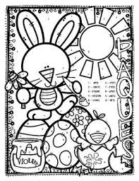 These sheets involve working out the addition and subtraction facts and then coloring in the sheet the appropriate color. Free Paques Colour By Number Easter Bunny Easter School Easter Preschool Easter Colors