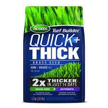 Prevents crabgrass for 4 months and feeds to build thick green lawns. Scotts Turf Builder Quick Thick Grass Seeds Sun Shade Mix 1 2 Kg 12552 Rona