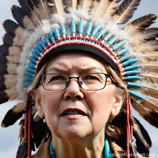 Elizabeth Warren in Native American Headdress