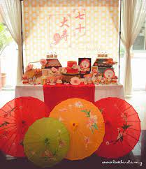Hai_kyuu birthday party decorations 44pcs japanese anime favors supplies for dorm cartoon decor 18 pack balloons, 1 pack banner, 24 pack small cake toppers, 1 big cake toppers 4.7 out of 5 stars 107 $16.99 $ 16. Kara S Party Ideas Asian Inspired 70th Birthday Party