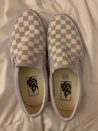 Black And White Checkered Vans Womens Size 7 Size 7 White And Baby Blue Checkered Print Only Worn Twice Great Condition A Few Tiny Marks On The Soles That Are Only Vans Style Sneakers Fashion Sneakers