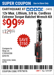 Popular harbor freight tools 68426 manual pages. Harbor Freight Tools Coupon Database Free Coupons 25 Percent Off Coupons Toolbox Coupons Earthquake Xt 12v Max Lithium 3 8 In Cordless Xtreme Torque Ratchet Wrench Kit