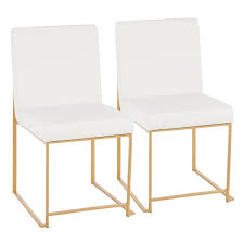 Leisuremod somers faux leather dining chair, white leather, set of 2. Lumisource Fuji White Faux Leather Gold In High Back Dining Chair Set Of 2 Dc Hbfuji Auw2 The Home Depot