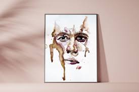 Watercolour Face Harder Than My Demons Illustration Portrait Original  Artwork Print