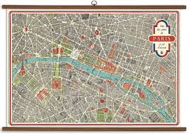 Paris Map Vintage School Chart 999 Products Paris Map