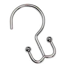 If you're using hooks that have some sort of decoration or embellishment, make sure the decoration side is facing out into the bathroom, not inward facing the shower. Zenna Home Neverrust Aluminum Double Shower Curtain Hooks In Chrome Ss88alss The Home Depot